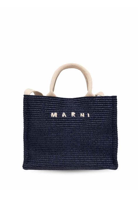 small rafia tote bag woman navy MARNI | SHMP0077U0 P386000B90